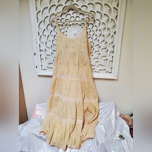 Kaaku Vintage Reclaimed 2X Made In India Butter Or Ecru Dress